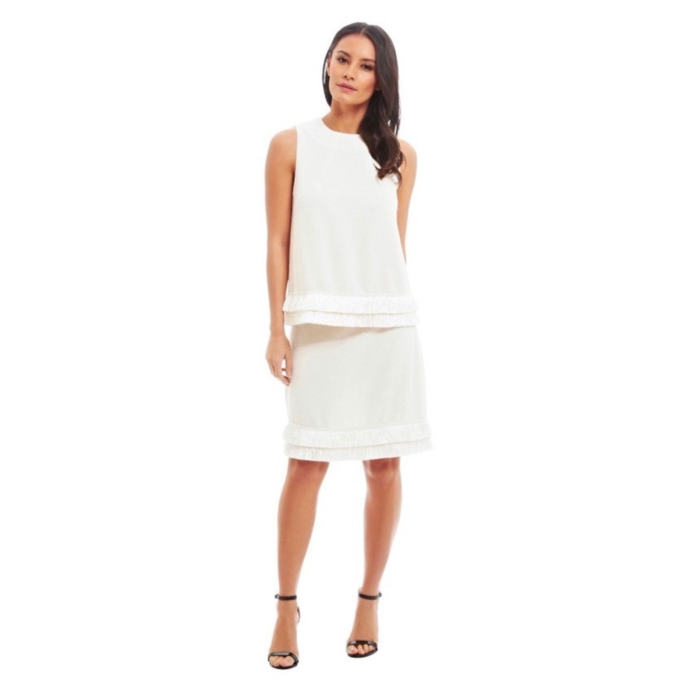 Women's Textured Fringe Mini Skirt White - Picture 2 of 4